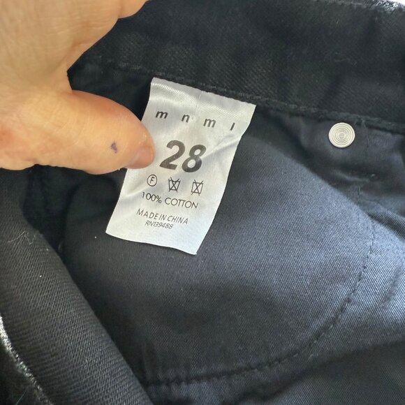 MNML Black Denim Pants With White Skull Patch Design Size 28 - Picture 10 of 10